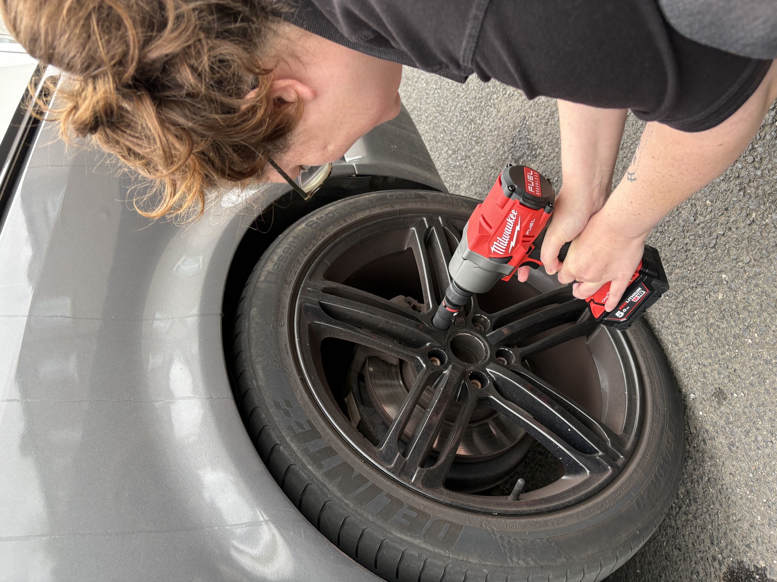 Hands-on work on the wheel hub during the Van 001 build